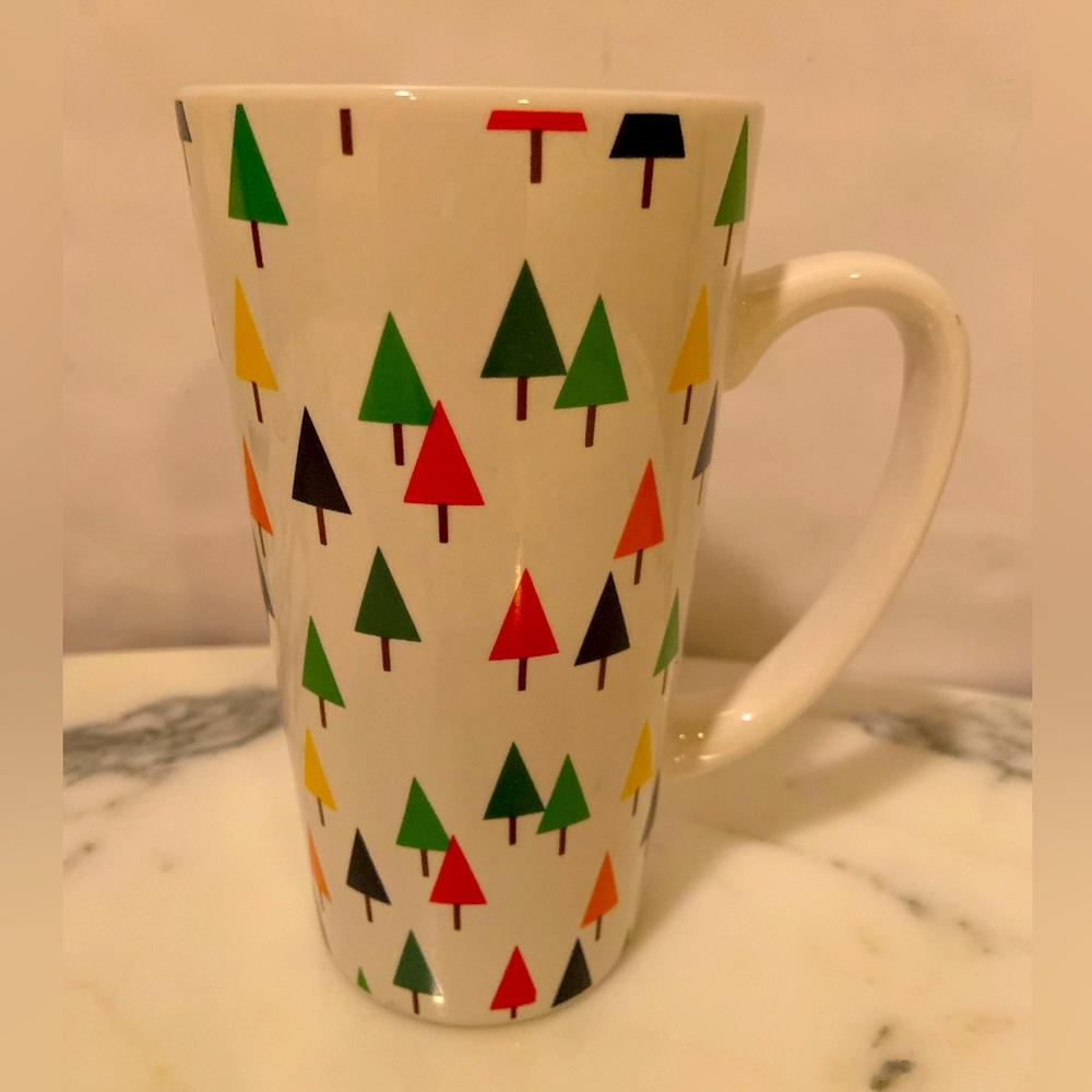 SCM Tall Latte Multi-Colored Ceramic Tree Pattern Coffee Cup Mug